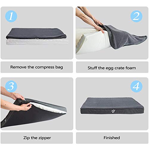 FRISTONE Dog Bed Large,Washable Orthopedic Form Dog Bed with Removable Cover,Dog Crate Mattress Bed for Medium and Large Dogs,XXXL,Grey - Image 4