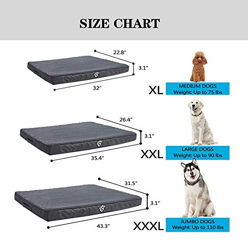 FRISTONE Dog Bed Large,Washable Orthopedic Form Dog Bed with Removable Cover,Dog Crate Mattress Bed for Medium and Large Dogs,XXXL,Grey - Image 7