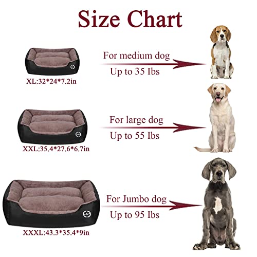 FRISTONE Dog Beds Large Washable Pet Basket Comfortable Kennel Bed for Large Dogs Deluxe Fleece Cushion Blanket XXXL Black - Image 6