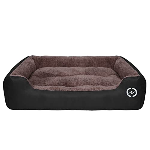 FRISTONE Dog Beds Large Washable Pet Basket Comfortable Kennel Bed for Large Dogs Deluxe Fleece Cushion Blanket XXXL Black - Image 7