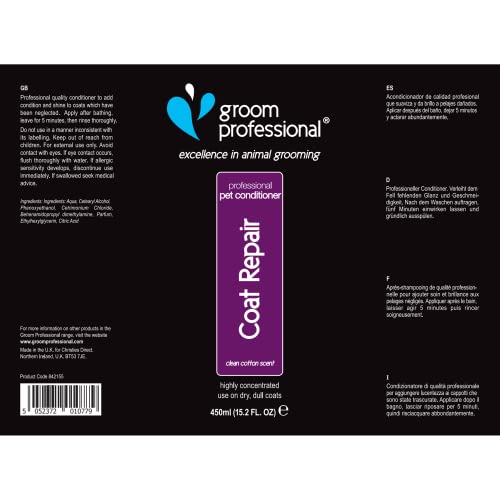 GROOM PROFESSIONAL Coat Repair Dog Conditioner - Repairing Conditioner for Dogs with Damaged Hair- Perfect for Dry and Itchy Skin - Softens Coat & Adds Condition, 450ml - Image 3