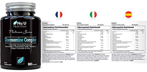 Glucosamine and Chondroitin Complex - 90 High Strength Glucosamine Sulphate Capsules - Joint Care Supplements for Men & Women - Nu U Nutrition - Image 7