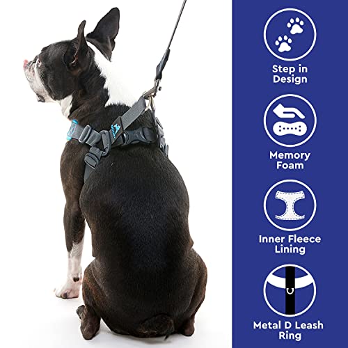 GOOBY Escape Free Memory Foam Harness - Blue, Large - No Pull Step-in Small Dog Harness with Four Point Adjustment - Perfect on The Go Dog Harness for Medium Dogs No Pull and Small Dogs - Image 4