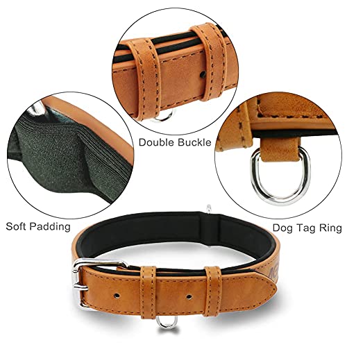 Grand Line Leather Dog Collar, Wider and Thicker Durable Dog Collar with Soft Padded, Adjustable Pet Dog Collar for Small Medium Large Cat Puppy (Brown, M) - Image 6