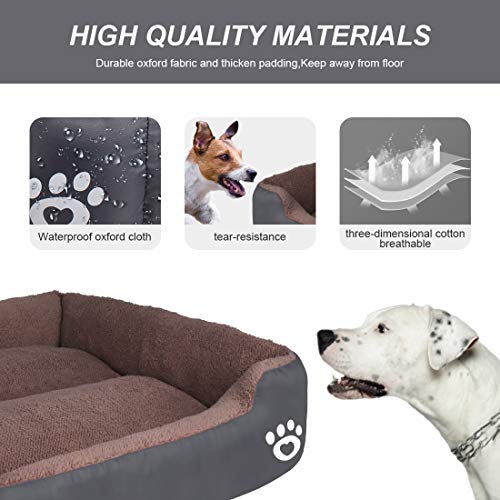HEGCOIIE Dog Bed for Medium Large Dogs, Washable Pet Bed Sofa Soft Coral Fleece Warm Dog Basket Cats Bed Thickened Enough with Waterproof Oxford Cloth - Image 4