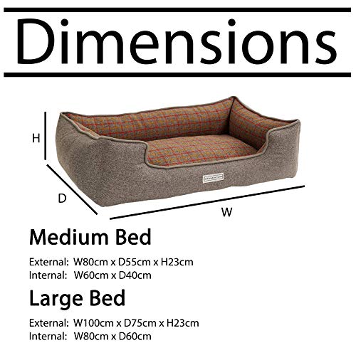 Hound & Yard Deluxe Dog Bed in Country Tweed with Removable and Washable Cushion Cover Grey (Medium) - Image 3
