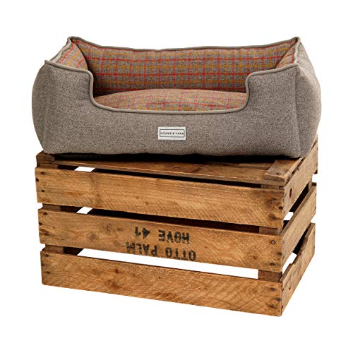 Hound & Yard Deluxe Dog Bed in Country Tweed with Removable and Washable Cushion Cover Grey (Medium) - Image 4
