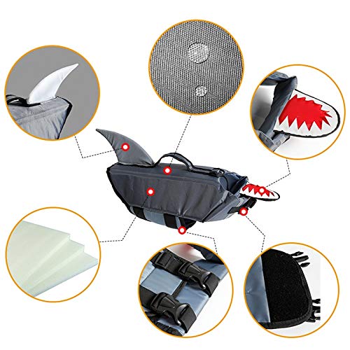 JDHFKS Pet Supplies Dog Floatation Vest Dog Life Jacket Large Dog Swimming Life Jacket Swimsuit Clothes,Gray (S-XL) - Image 4