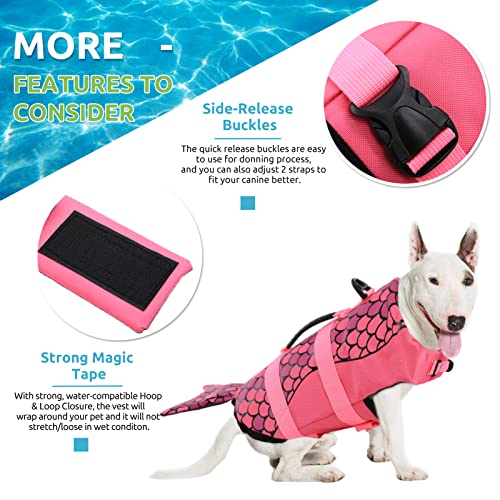 KOESON Dog Life Jacket Shark, Dog Life Vest with Rescue Handle, Ripstop Pet Float Coat for Swimming, Safety Dog Lifesaver Pet Life Preserver High Buoyancy Swimsuit for Small,Medium,Large Dogs Pink L - Image 5