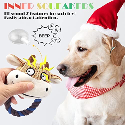 KONKY Squeaky Dog Toy Set, 5 Packs Durable Dog Plush Toys Chew Toys Dog Companion, Various Animals Shapes Training Toy for Puppy Small Medium Large Dogs (Dinosaur, Monkey, Sheep, Rabbit and Bull) - Image 3