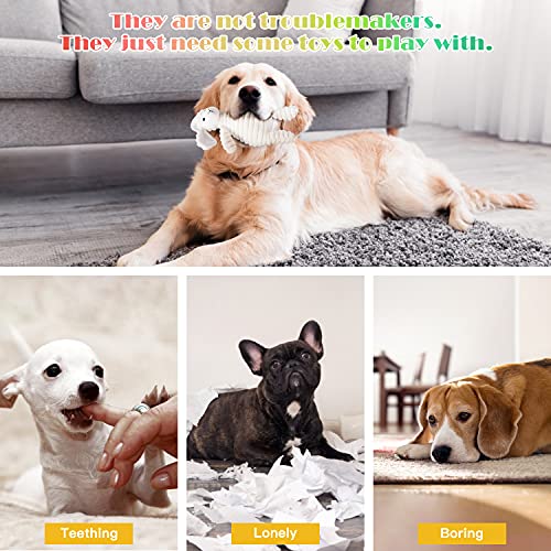 KONKY Squeaky Dog Toy Set, 5 Packs Durable Dog Plush Toys Chew Toys Dog Companion, Various Animals Shapes Training Toy for Puppy Small Medium Large Dogs (Dinosaur, Monkey, Sheep, Rabbit and Bull) - Image 5
