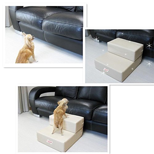 Kondrao 2 Levels Easy Step dog stairs Removable Cover, L26.3” x W15.3” x H7.8” - Image 4