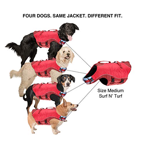 Kurgo Surf 'n Turf Dog Life Jacket, Flotation Vest for Dogs, Reflective, Adjustable, Small-Red - Image 3