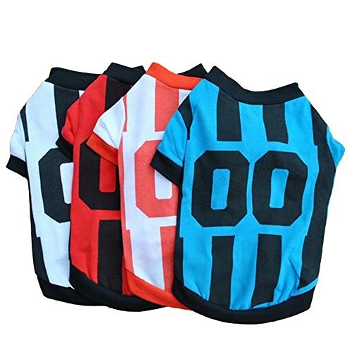 Lovely Summer Pet Puppy Dog Cat Sportswear Football T Shirt Apparel Clothes 4 Colors - Image 4