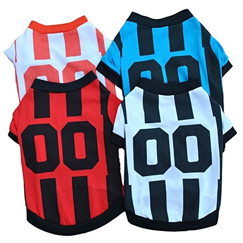 Lovely Summer Pet Puppy Dog Cat Sportswear Football T Shirt Apparel Clothes 4 Colors - Image 5