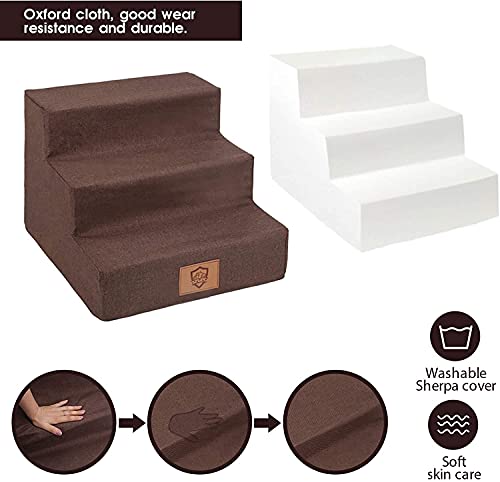 Masthome Dog Steps for Bed Sofa, 3 Step High Density Foam Dog Ramp with Washable Cover, Non-slip Pet Stairs Ladder for Small Dogs & Cats, 40 x 38 x 30 cm - Image 4