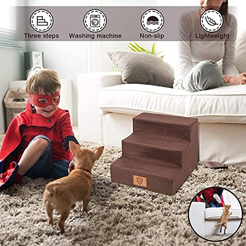 Masthome Dog Steps for Bed Sofa, 3 Step High Density Foam Dog Ramp with Washable Cover, Non-slip Pet Stairs Ladder for Small Dogs & Cats, 40 x 38 x 30 cm - Image 7