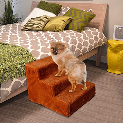 NAMSAN Dog Steps Cat Stairs Easy Assembly Pet Stairs with Washable Plush Cover for Sofa Bed, 42 x 40 x 31cm - Image 3