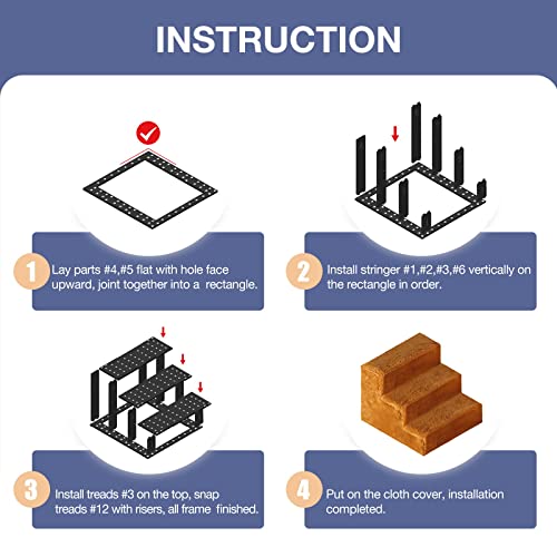 NAMSAN Dog Steps Cat Stairs Easy Assembly Pet Stairs with Washable Plush Cover for Sofa Bed, 42 x 40 x 31cm - Image 6