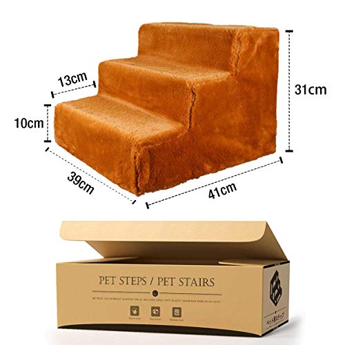 NAMSAN Dog Steps Cat Stairs Easy Assembly Pet Stairs with Washable Plush Cover for Sofa Bed, 42 x 40 x 31cm - Image 7