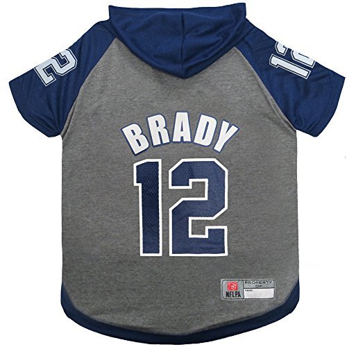 NFL NFLPA TOM BRADY HOODIE for DOGS & CATS NEW ENGLAND PATRIOTS Dog T-Shirt, Medium | Sports HOODY Tee Shirt for Pets | Licensed Sporty Dog Shirt. - Image 2