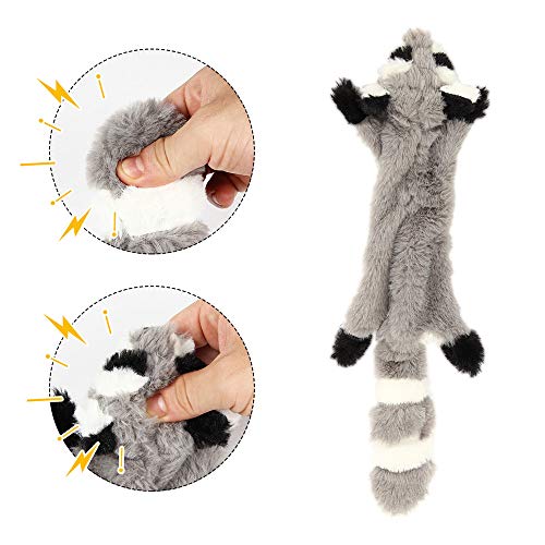 Nollary Dog Squeaky Toys No Stuffing, Soft Squirrel and Raccoon Plush Toys with Squeaker for Dogs Avoid Boredom, 16 inch, Pack of 2 - Image 3