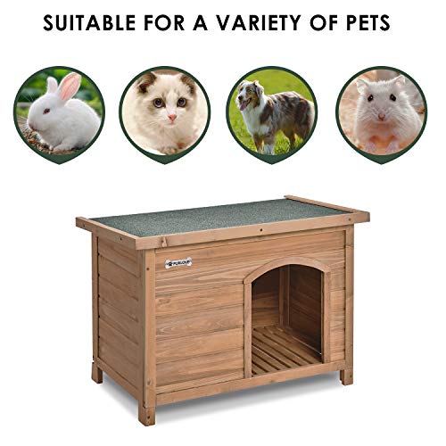 PURLOVE Medium Dog Kennel Solid Wooden Outdoor/Indoor Dog/Pet House Garden Crate with Removable Floor and Openable Slanted Roof For Easy Cleaning Weatherproof Asphalt (M) - Image 6