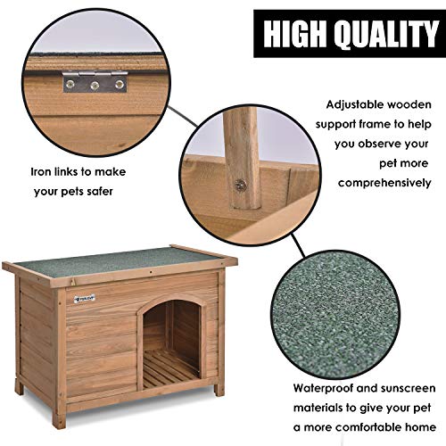 PURLOVE Medium Dog Kennel Solid Wooden Outdoor/Indoor Dog/Pet House Garden Crate with Removable Floor and Openable Slanted Roof For Easy Cleaning Weatherproof Asphalt (M) - Image 4