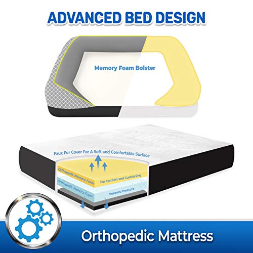 PET MAGASIN Large Orthopedic Memory Foam Bolster Dog Bed with Removable, Machine Washable, Non-Slip Covers & Waterproof Inner Cover for Incident Protection, Grey - Image 4