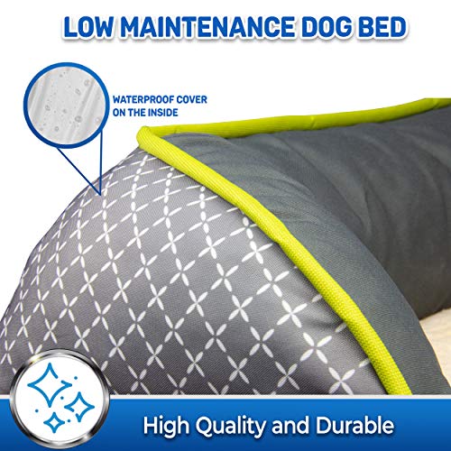 PET MAGASIN Large Orthopedic Memory Foam Bolster Dog Bed with Removable, Machine Washable, Non-Slip Covers & Waterproof Inner Cover for Incident Protection, Grey - Image 5