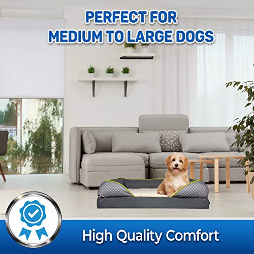 PET MAGASIN Large Orthopedic Memory Foam Bolster Dog Bed with Removable, Machine Washable, Non-Slip Covers & Waterproof Inner Cover for Incident Protection, Grey - Image 7