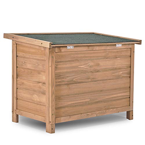 PURLOVE Medium Dog Kennel Solid Wooden Outdoor/Indoor Dog/Pet House Garden Crate with Removable Floor and Openable Slanted Roof For Easy Cleaning Weatherproof Asphalt (M) - Image 7