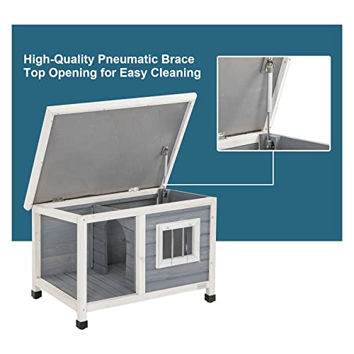 Petsfit Dog House,Wooden Cat Kennels for Outside with Steel Window, Outdoor Pet House with One Room and One Lounge, Asphalt Roof Dog Houses for Outdoor - Image 5