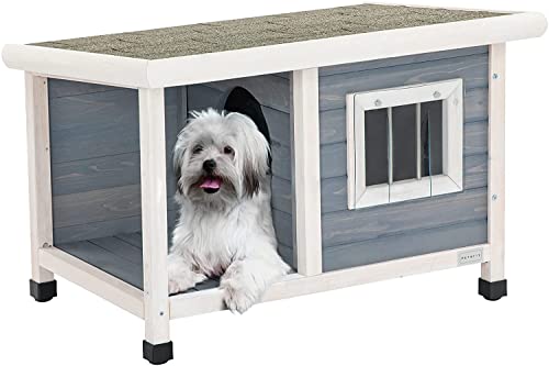 Petsfit Dog House,Wooden Cat Kennels for Outside with Steel Window, Outdoor Pet House with One Room and One Lounge, Asphalt Roof Dog Houses for Outdoor - Image 7
