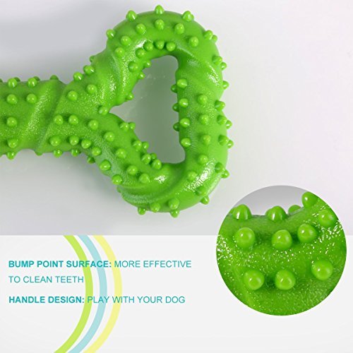 Petyoung Durable Dog Chew Toys 13 Inch Bone Shape for Aggressive Chewers, Interactive Toy for Small Medium and Large Dog with Strong Tug Convex Design Tooth Cleaning (green) - Image 4
