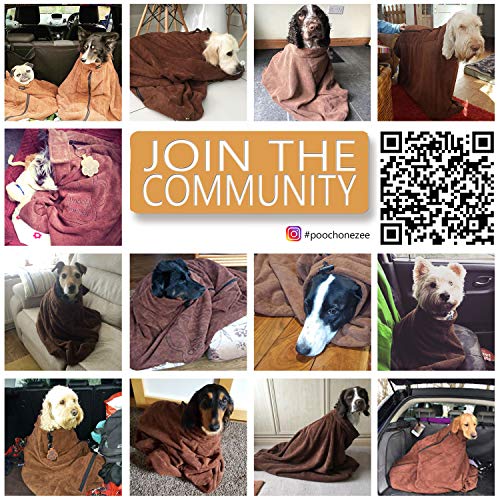 PoochOneZee® Dry Fast Dog Bag - Keep Water, Mud and Dirt Out of Your Home and Car - Super Absorbent Microfibre Zip Up Dog Bag - Thick Hook and Loop Neck Strap - Cozy Brown - Image 3