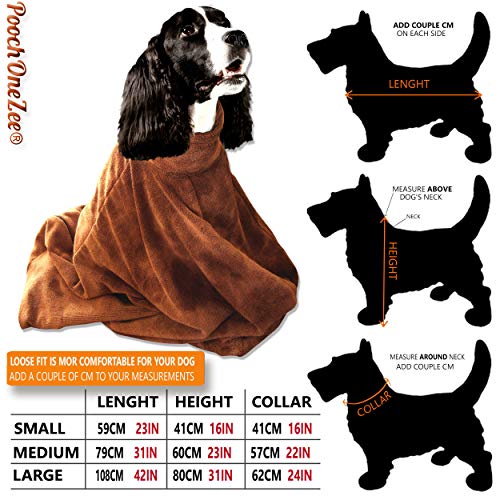 PoochOneZee® Dry Fast Dog Bag - Keep Water, Mud and Dirt Out of Your Home and Car - Super Absorbent Microfibre Zip Up Dog Bag - Thick Hook and Loop Neck Strap - Cozy Brown - Image 5
