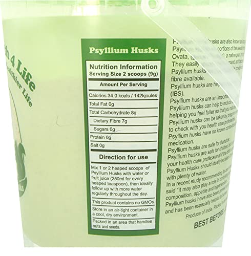 Natural Health 4 Life Vegetable Fibre Psyllium Husks 500 g in Recyclable Tub with Serving Scoop (1 Tub) - Image 3