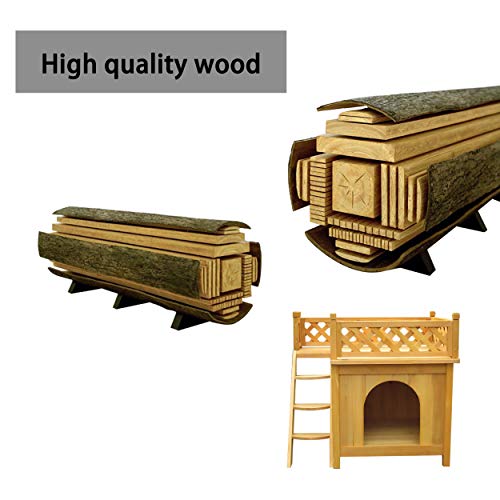 Puppy House Wooden little Dog House Deluxe Pet Home Indoor/Outdoor Wood Cat House Shelter(Yellow) - Image 4