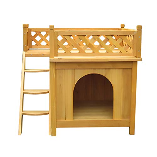 Puppy House Wooden little Dog House Deluxe Pet Home Indoor/Outdoor Wood Cat House Shelter(Yellow) - Image 5