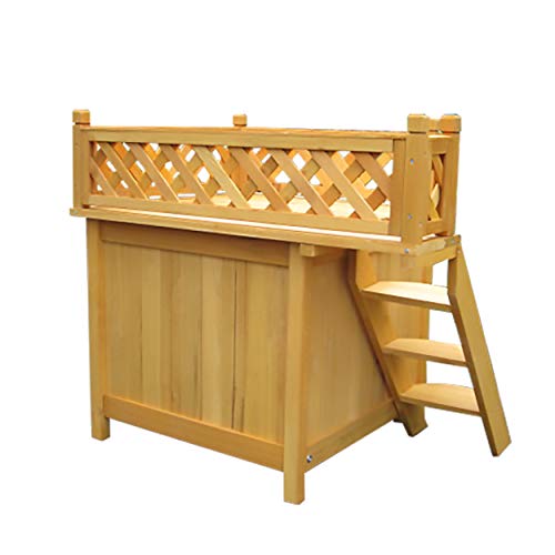 Puppy House Wooden little Dog House Deluxe Pet Home Indoor/Outdoor Wood Cat House Shelter(Yellow) - Image 6