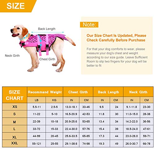 Queenmore Dog Life Jacket Ripstop Shark Dog Safety Vest Adjustable Preserver with High Buoyancy and Durable Rescue Handle for Small,Medium,Large Dogs, Pink Fish Medium - Image 4