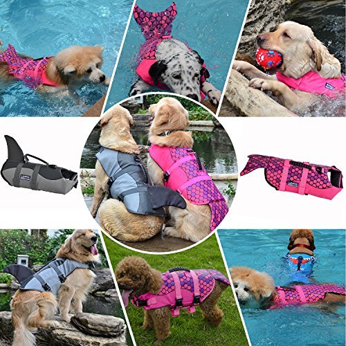 Queenmore Dog Life Jacket Ripstop Shark Dog Safety Vest Adjustable Preserver with High Buoyancy and Durable Rescue Handle for Small,Medium,Large Dogs, Pink Fish Medium - Image 10