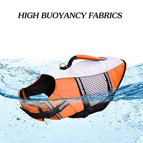 Dog Life Jacket Swimming Vest Lightweight High Reflective Pet Lifesaver with Lift Handle, Leash Ring Orange,XS - Image 3