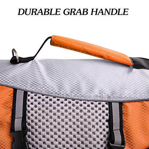 Dog Life Jacket Swimming Vest Lightweight High Reflective Pet Lifesaver with Lift Handle, Leash Ring Orange,XS - Image 5