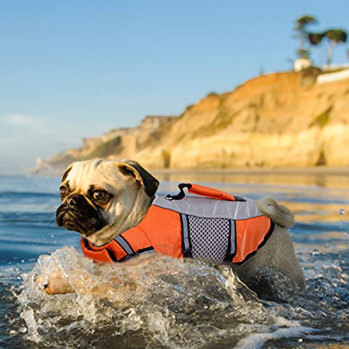 Dog Life Jacket Swimming Vest Lightweight High Reflective Pet Lifesaver with Lift Handle, Leash Ring Orange,XS - Image 7