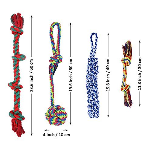 RIO Direct Dog Rope Toys, Durable Dog Rope Chew Toys Set for Aggressive Chewers, Interactive Cotton Rope - Avoid Boredom and Anxiety - Best Gift for Medium to Large Breeds (4Pack) - Image 3