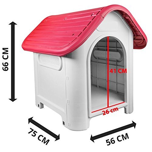 RayGar Plastic Dog Cat Kennel House Weatherproof for Indoor and Outdoor Pet Shelter - Red - Image 4