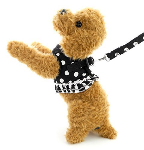 SELMAI Puppy Cat Girl Dog Ruffles Polka Dots Small Dog Vest Harness Lead Set Mesh Padded No Pull - Image 5