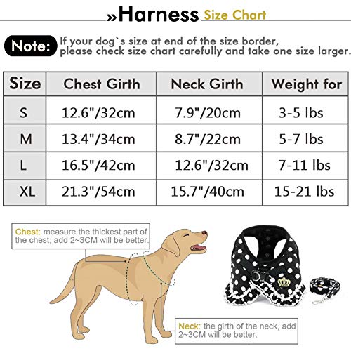 SELMAI Puppy Cat Girl Dog Ruffles Polka Dots Small Dog Vest Harness Lead Set Mesh Padded No Pull - Image 6